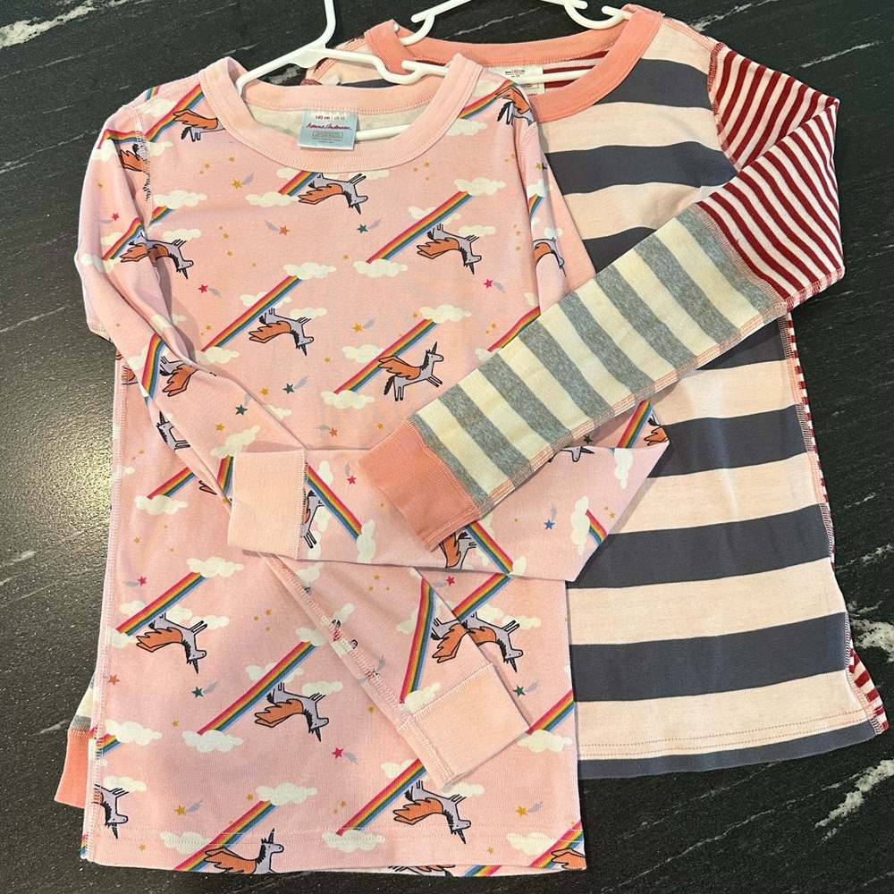 Hanna Andersson Pink Organic Cotton Pajama Top Bundle 140 cm